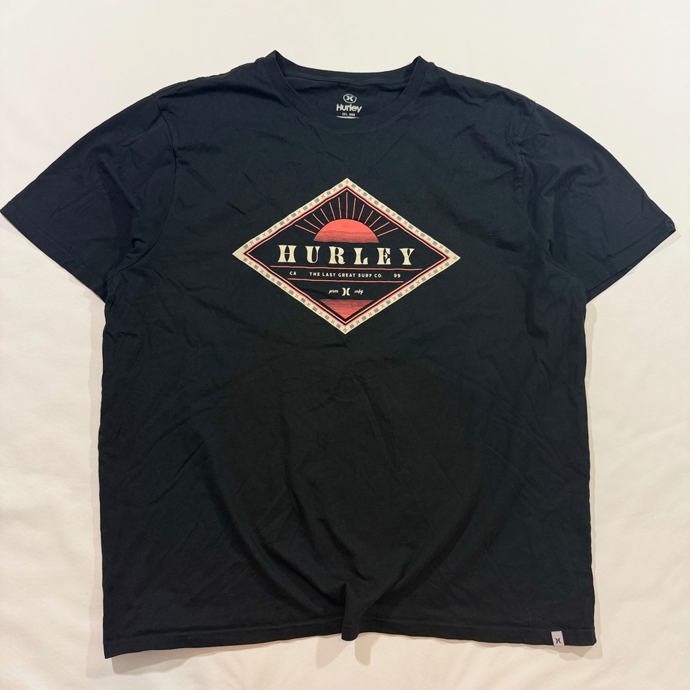 Hurley Graphic T-Shirt Mens XXL Black Short Sleeve Surf Logo Tee